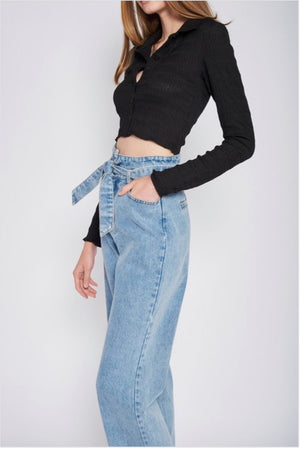 High Waist Belted Jeans