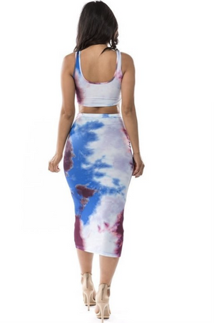 Tie Dye Midi Skirt Set