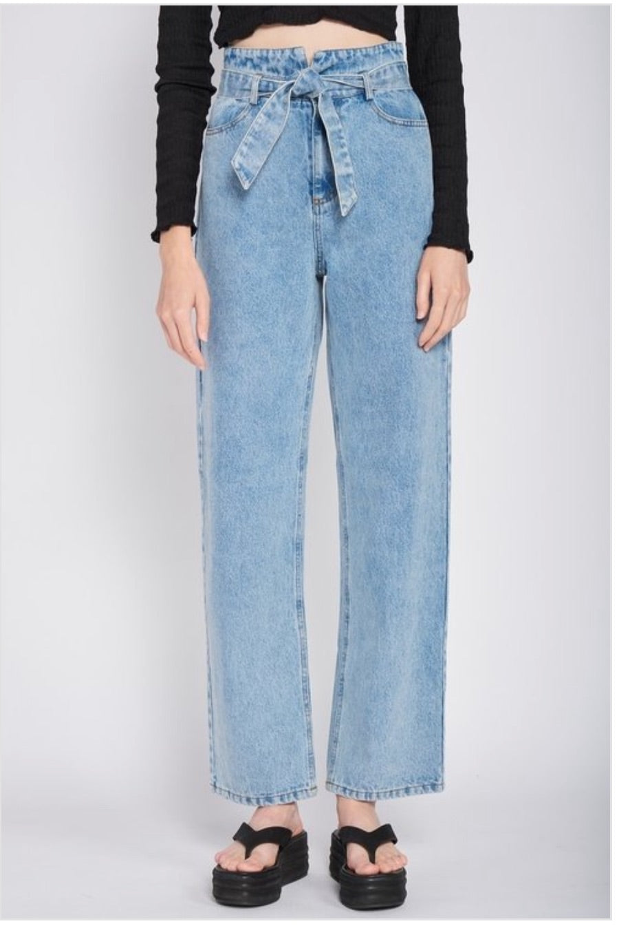 High Waist Belted Jeans