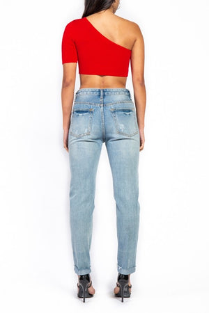 One Shoulder Crop Top