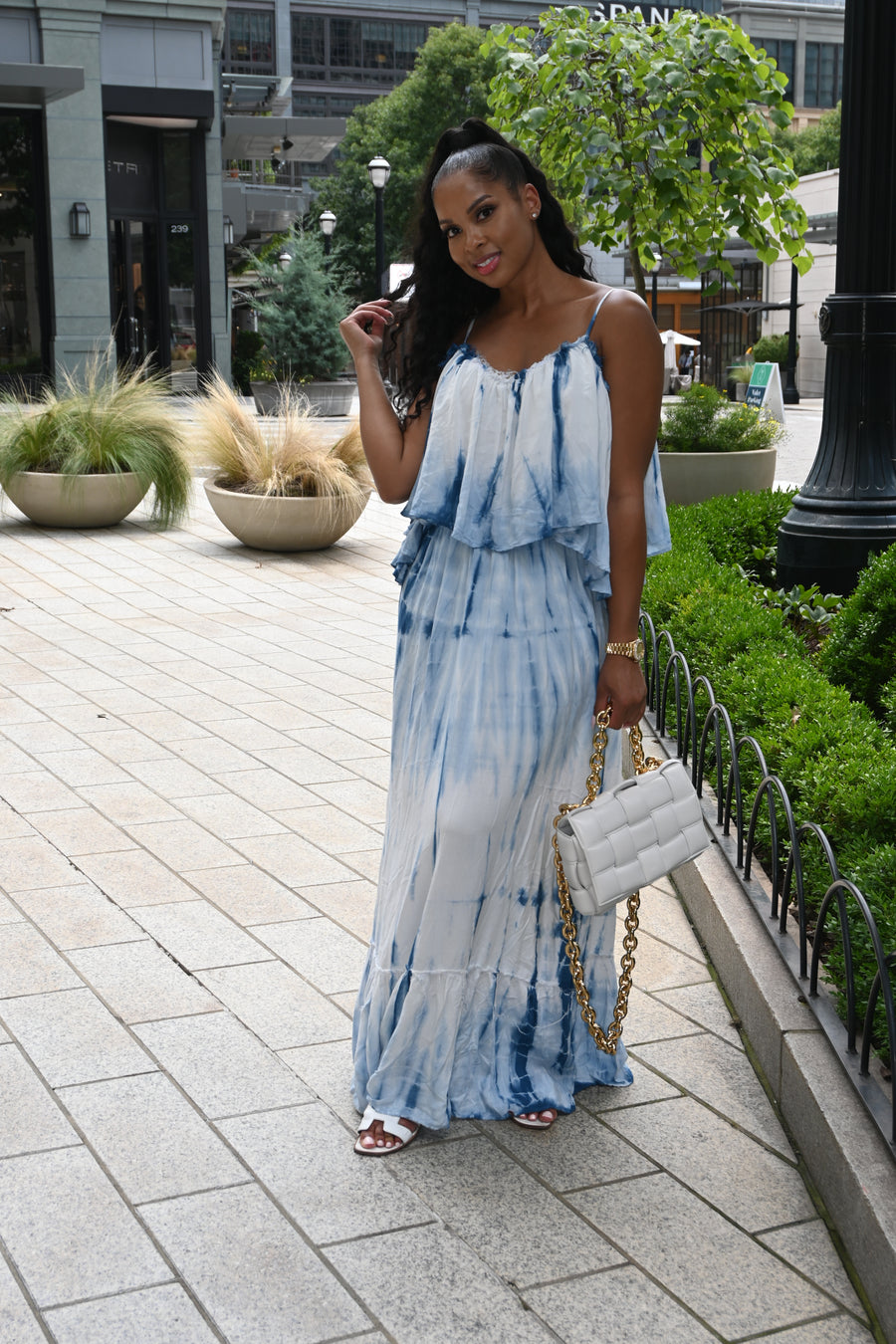 Tie Dye Ruffle Maxi Dress