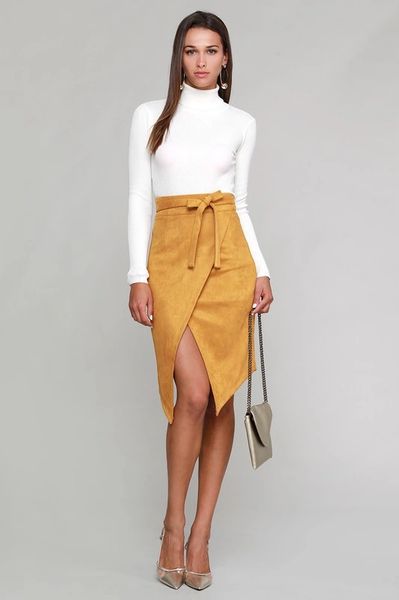 Suede Belted Skirt