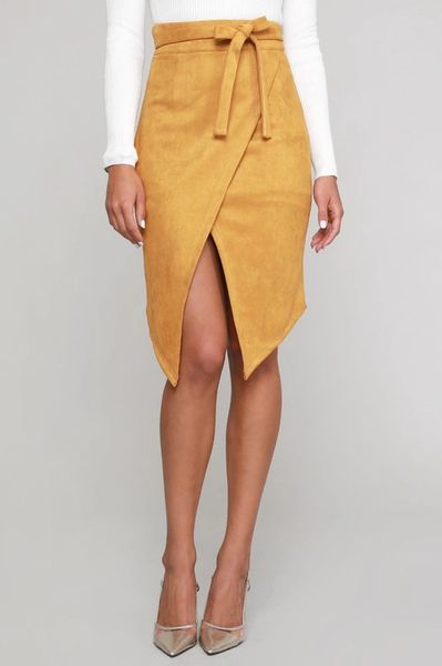 Suede Belted Skirt